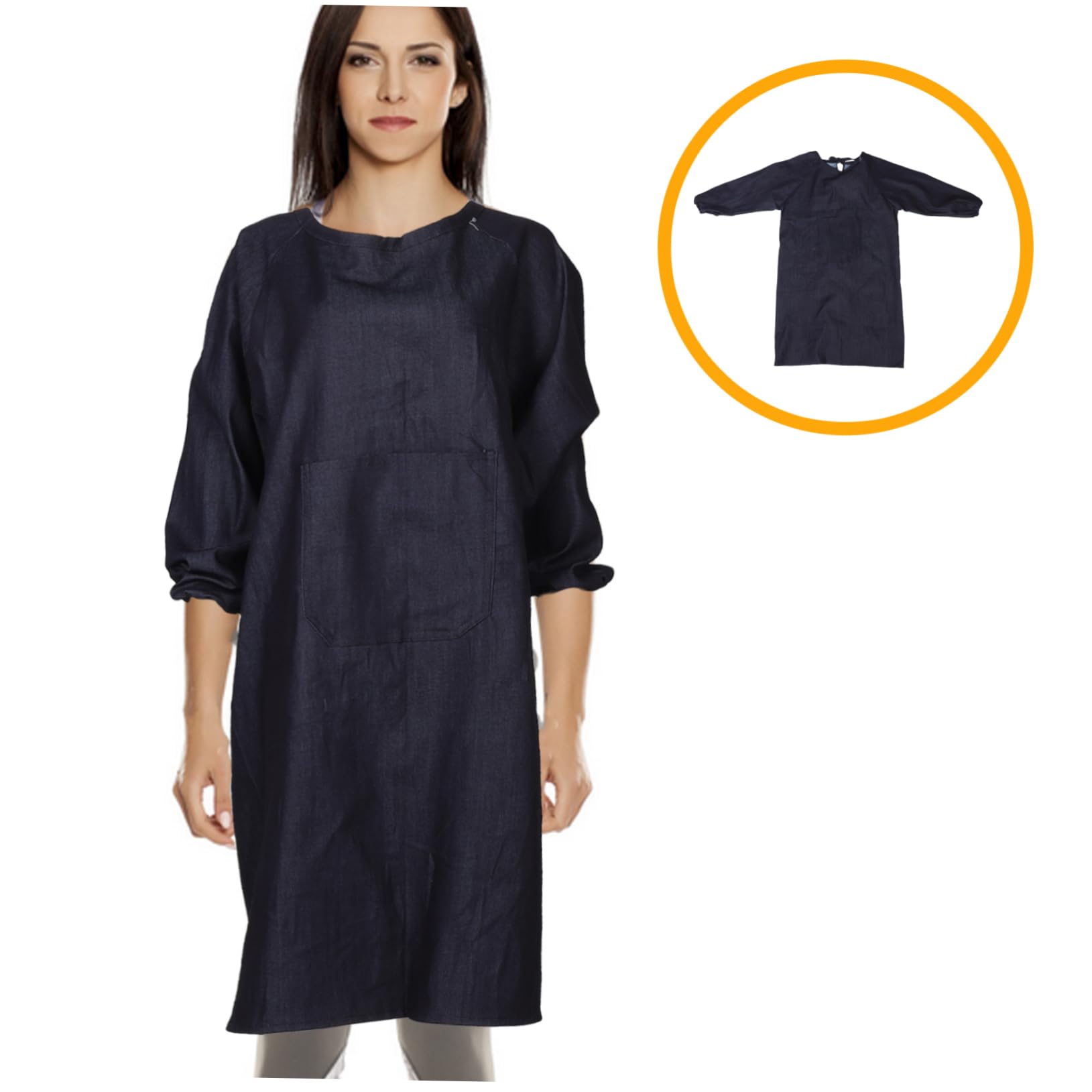 Delantal De Trabajo Antimanchas y Reversible De Manga Larga, Talla Grande, Tejido Grueso Resistente Para Protección Laboral, Con Bolsillos Multifuncionales, Uso Industrial y Cocina, 1 Unidad