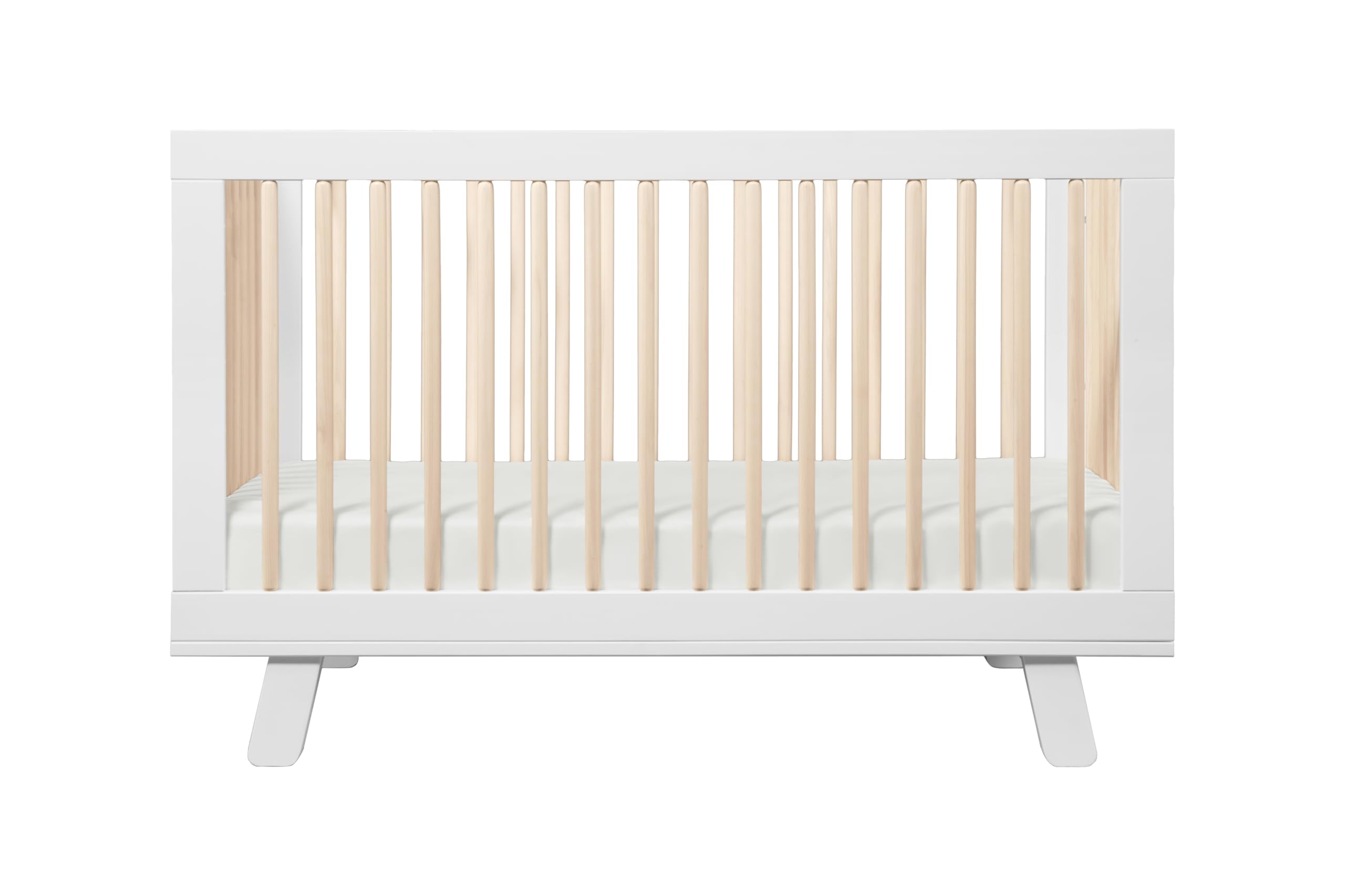Babyletto Hudson 3-in-1 Convertible Baby Crib, White &amp; Washed Natural