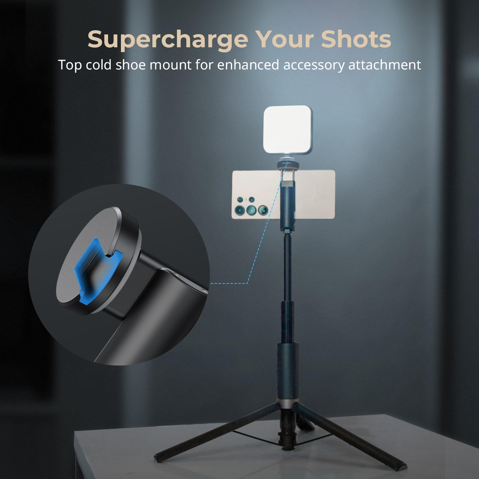 SMALLRIG Statyw do selfie ST30 One-Touch Deploy, 57,9" Automatyczny statyw z pilotem i mocowaniem na stopce zimnej, do iPhone'a, Androida, nagrywania wideo, podróży, vlogowania, czarny 5291