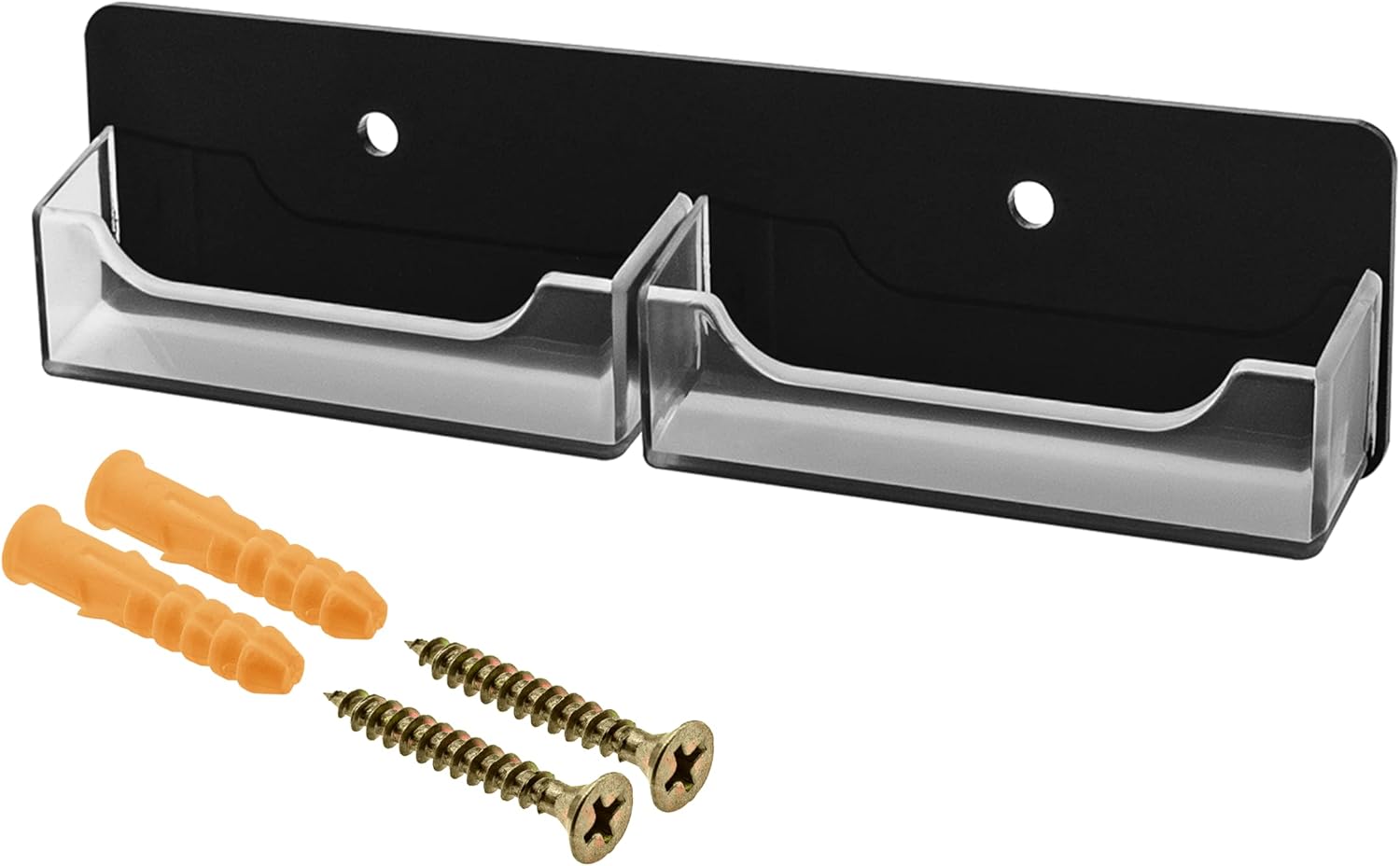 Marketing Holders Wall Business Card Holder with Hanging Hardware for 3.5 x 2 Gift Cards Clear and Black Acrylic 2 Slot Display Holds 50 Contact or 30 Membership Cards