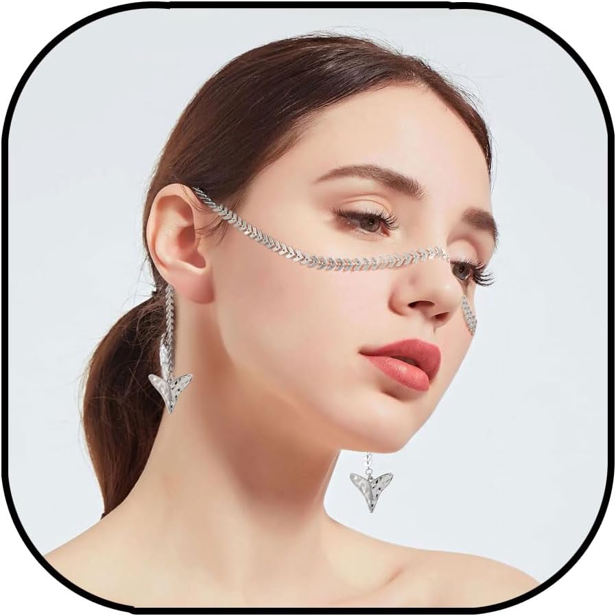 Face Chain with Arrow Pendant Chain Delicate Nose Accessories Costume Body Jewelry for Halloween Christams Party