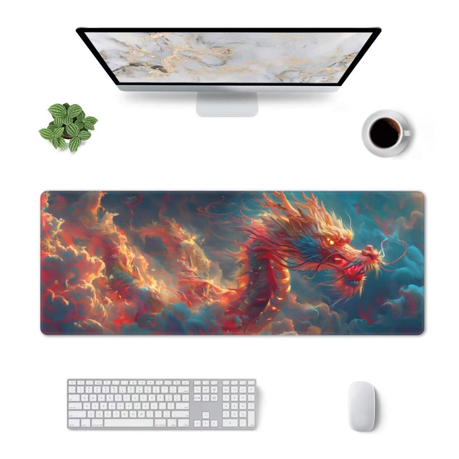 Tappetino Mouse, Tappetino Mouse Gaming Grande XXL 1500x800x3mm Tappetino Scrivania Mouse Pad, Base in Gomma Antiscivolo, Bordi Cuciti,Lavabile, Mousepad per Ufficio e Gaming (Loong) R-449