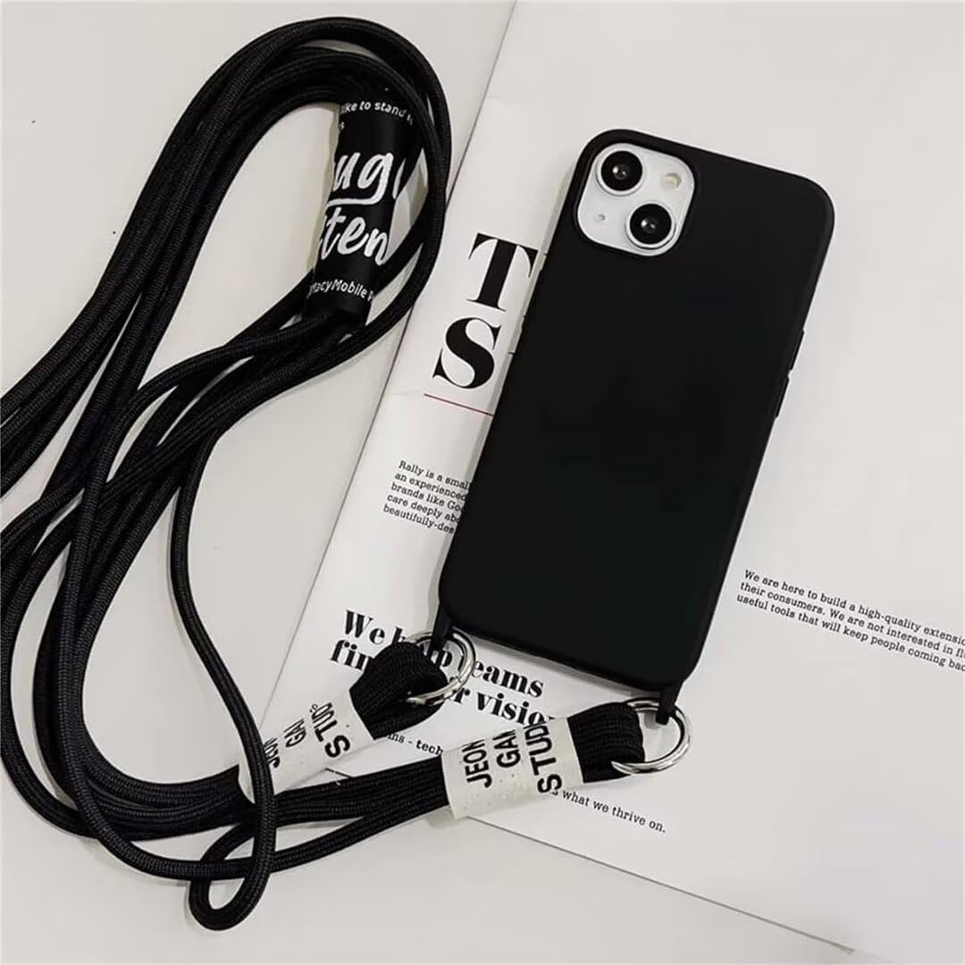 Cover Per iPhone 16 Pro Max Collana Cordino Custodia TPU Silicone Case Bumper,Cordoncino+Scorrevole [Protezione Copri Fotocamera]+Slot,Custodia da Collo per Smartphone
