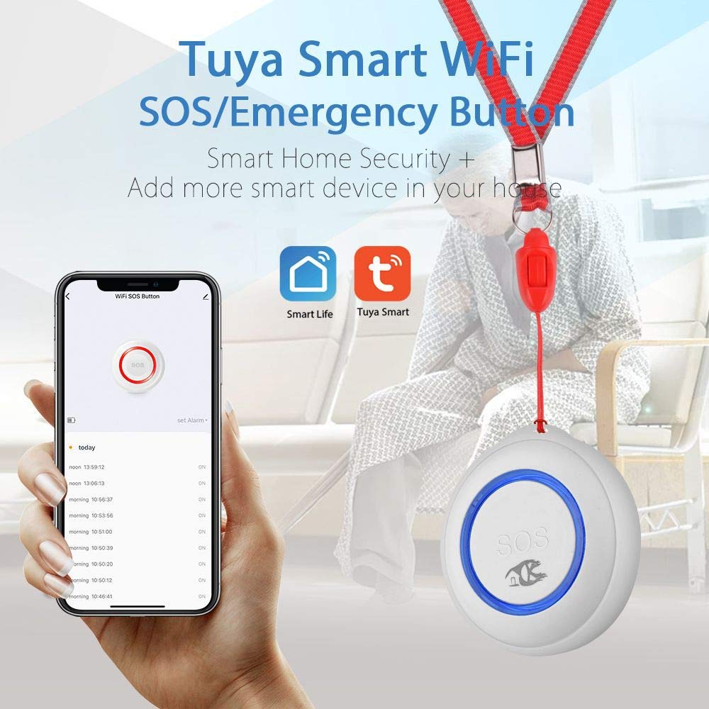Wireless Fidelity Botón de Emergencia Inteligente Un botón Botón de Llamada de Alarma para Ancianos Enlace de Escena Inteligente Botón de Emergencia SOS