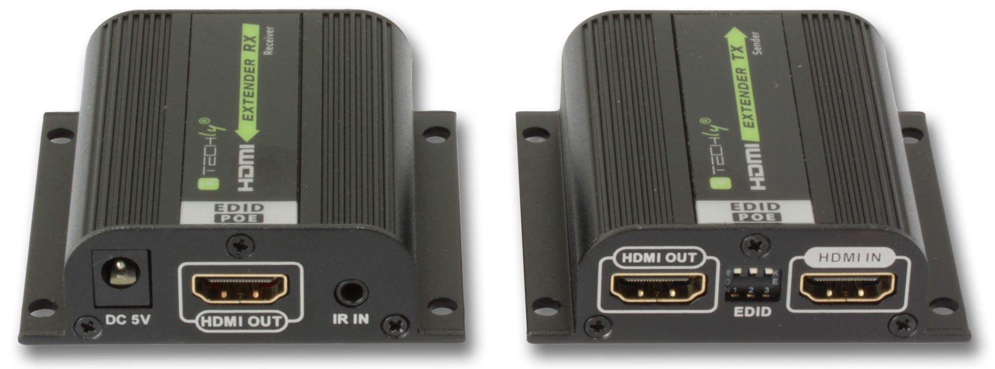 Techly 100709 Amplificatore Extender HDMI Full HD 3D Poe su Cavo Cat.6/6A/7 40m con EDID ed IR Nero