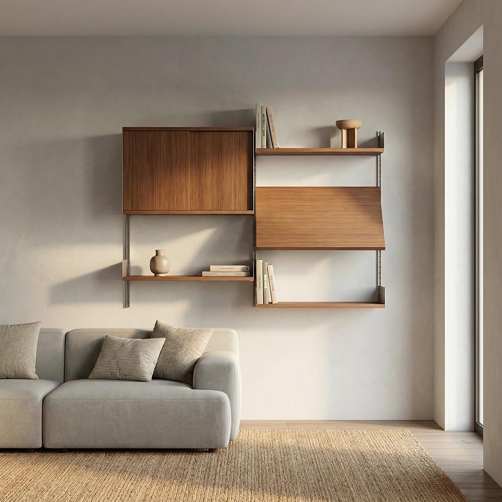 Rygcrud Estantería De Pared, Estantes Flotantes para Librería, Estantes De Almacenamiento con Soporte De Riel Estándar Ajustable, Estantería para Libros para Salón, Dormitorio(90x120cm)