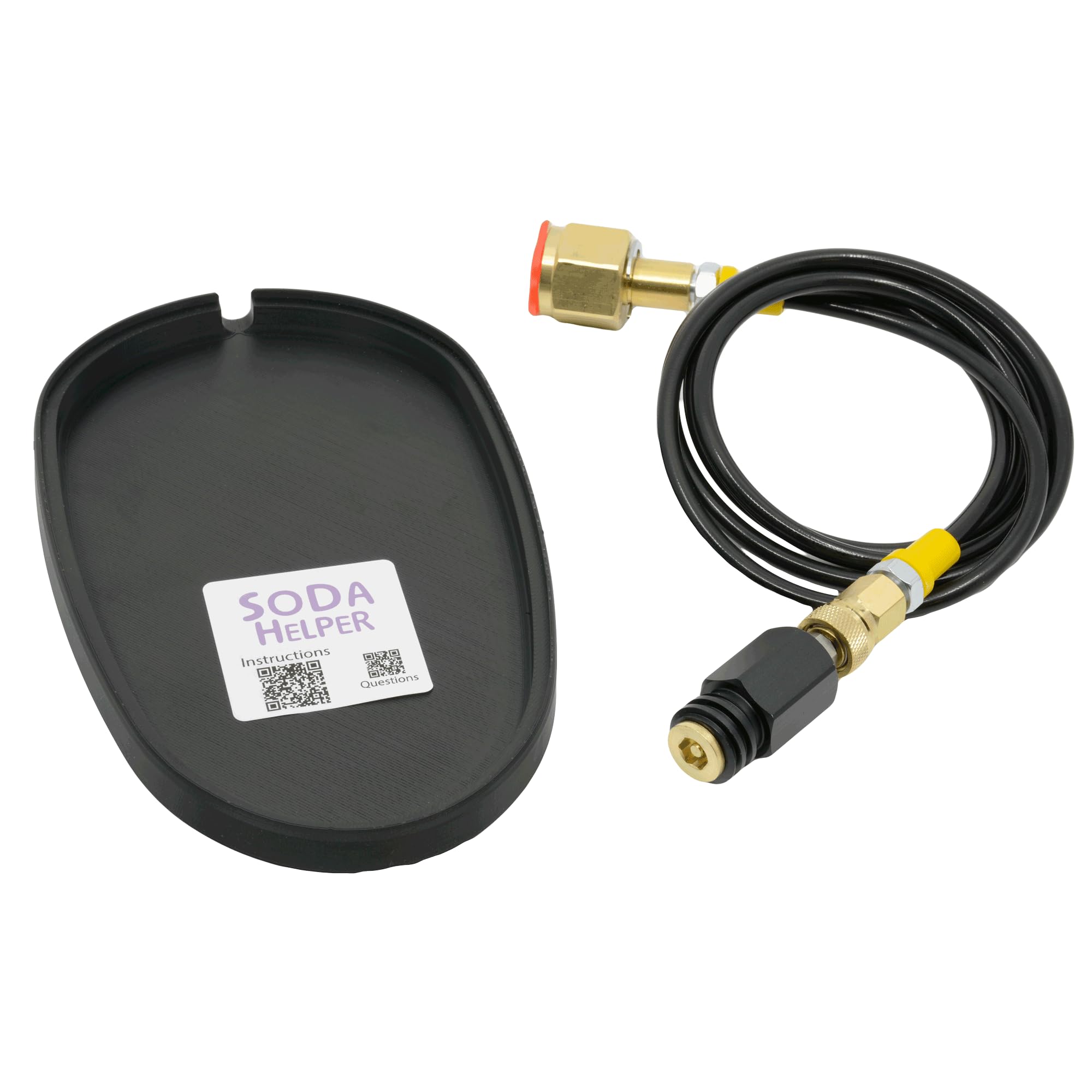 Kit de manguera y base de adaptador de CO2 compatible con Drinkmate OmniFizz - Manguera adaptadora roscada compatible (botes de etiqueta azul) para uso con recipientes externos