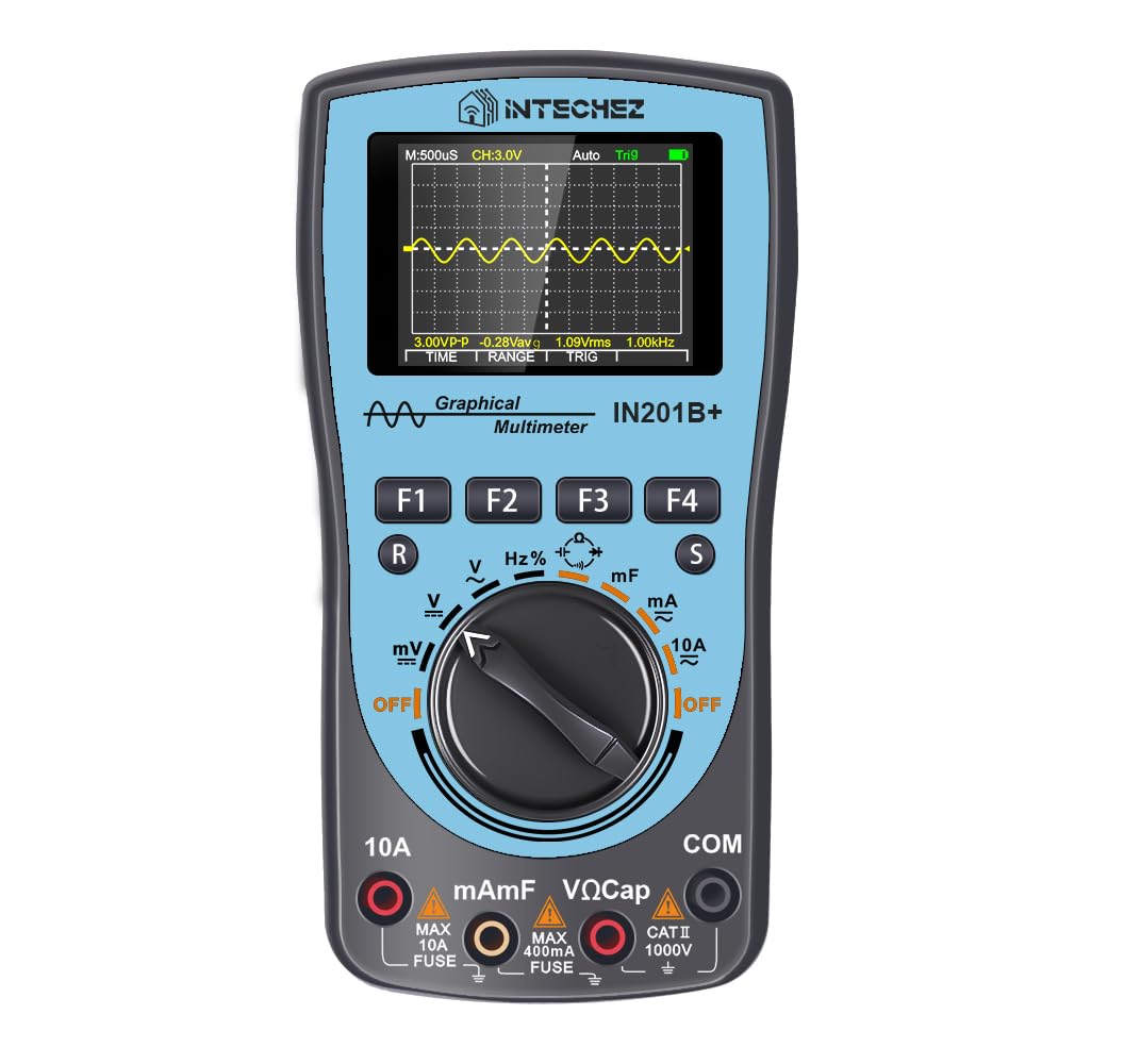 IN201B+ Oscilloscope numérique graphique intelligent Multimètre 2 en 1 avec écran couleur de 2,4 pouces Largeur de bande de 1MHz Taux d'échantillonnage de 2,5Msps pour le bricolage et les tests électr