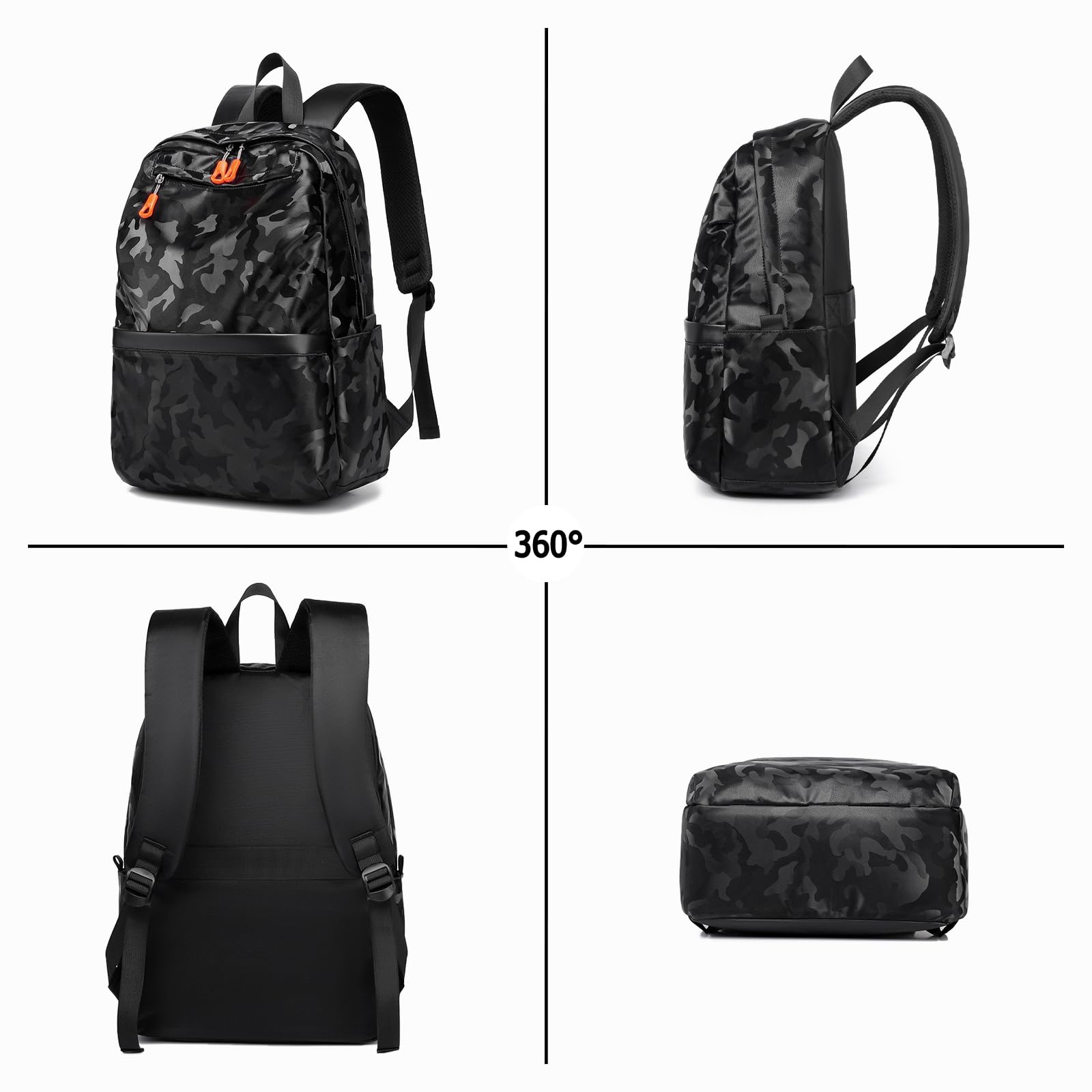 FANDARE Zaino Viaggio Leggero in PU con Fascia Trolley Grigio B