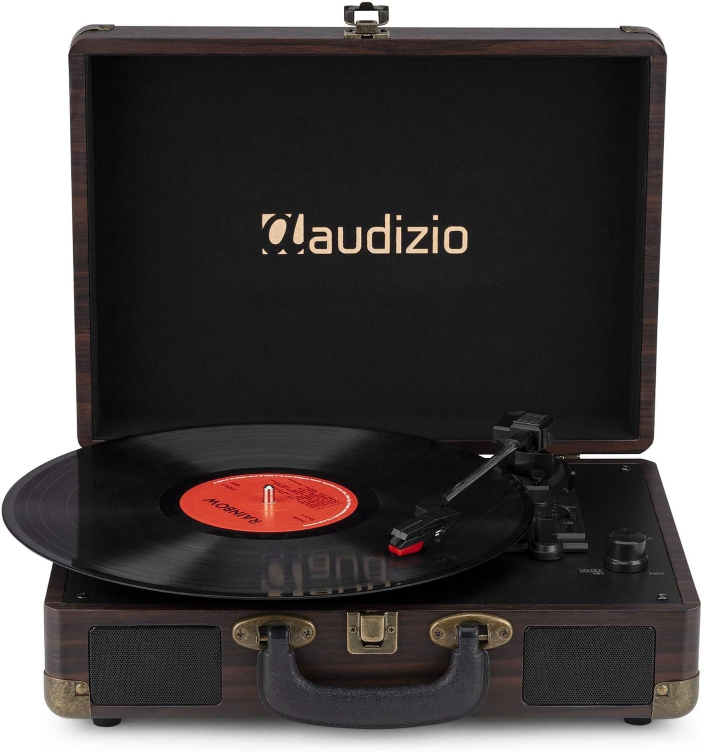 Audizio RP116DW Plattenspieler mit Lautsprecher - Vinyl Player 3-Gang Antrieb, Plattenspieler Bluetooth 5.0, Schallplattenspieler mit Riemenantrieb 33/45/78, Auto-Stop, Digitalisieren mit USB, AUX