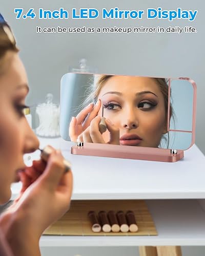 Miniatura 7 de SZELAM Reloj despertador de proyección, espejo LED de 7.4 pulgadas, relojes digitales de proyección en la pared del techo, con luz nocturna RGB,