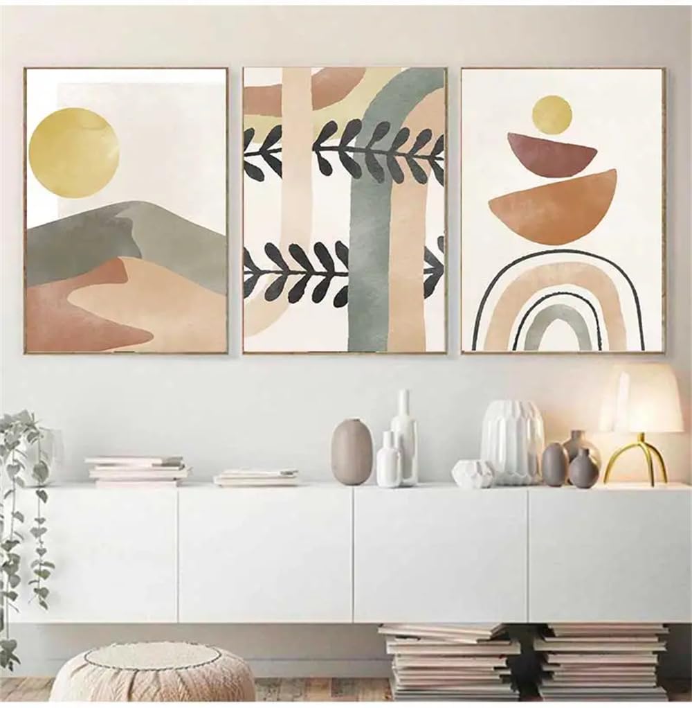 WUHBCZ Wall Posters-Boho Wall Art Plant Leaf Poster Abstract Picture Nordic Printed Canvas Painting Pictures for Living Kitchen Bedroom Room Home Decoration-40 * 50cm/3PCS (No Frame)
