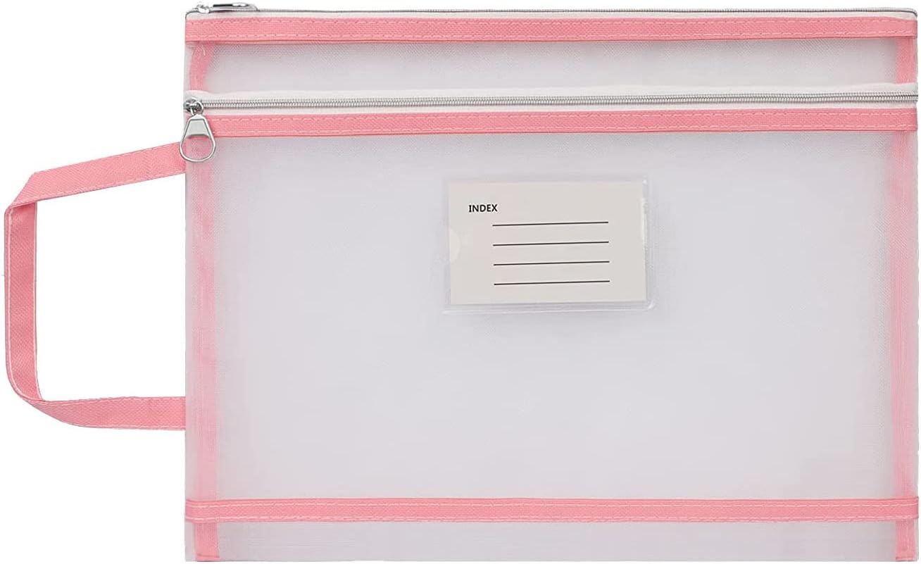 Cisidell Mesh Zipper Bags, A4 Nylon Double Layer Clear