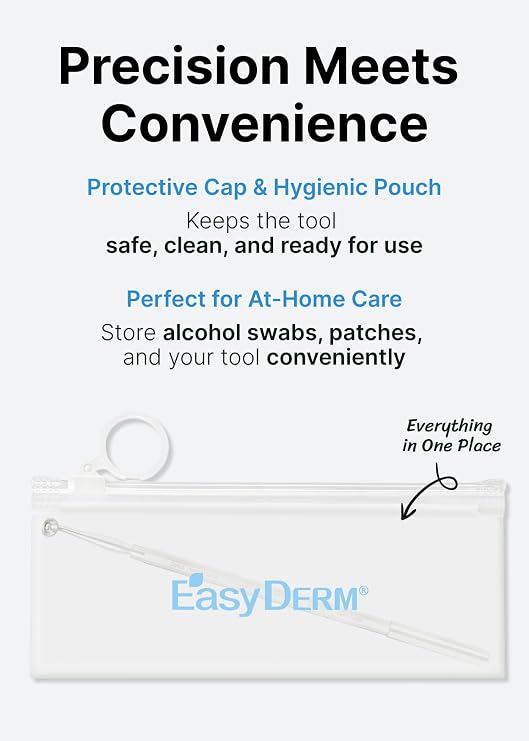 Easyderm 2-in-1 Pimple Popper Tool and Thin Hydrocolloid Large Wound Dressing 4x4 2 Pack (4 Dressings)