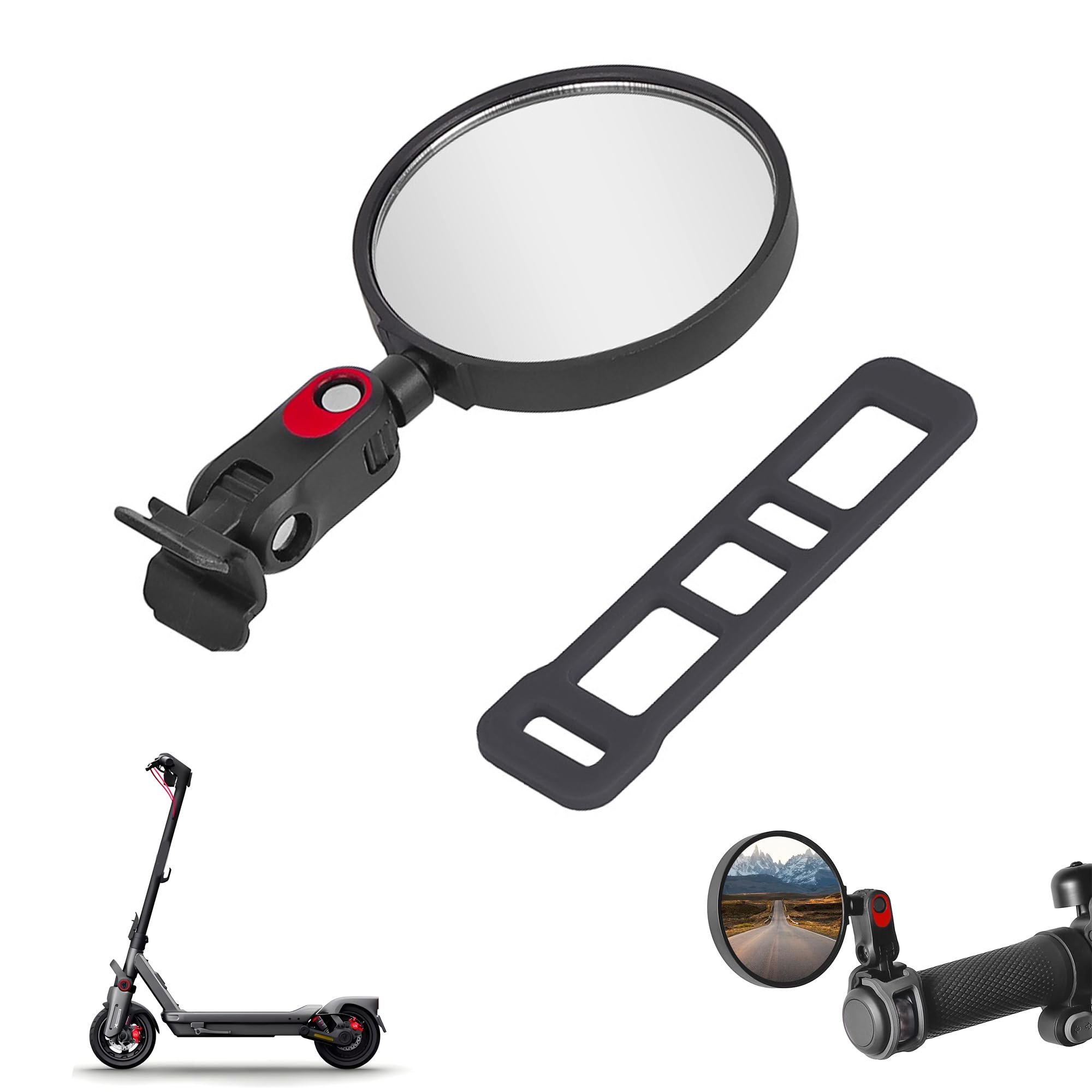 CHENNAN Espejo retrovisor eléctrico con rotación de 360° para Ninebot Max G3 | 1 espejo retrovisor para patinete Ninebot Max G3 G2 ZT3 E. Gran angular ajustable plegable para mayor seguridad
