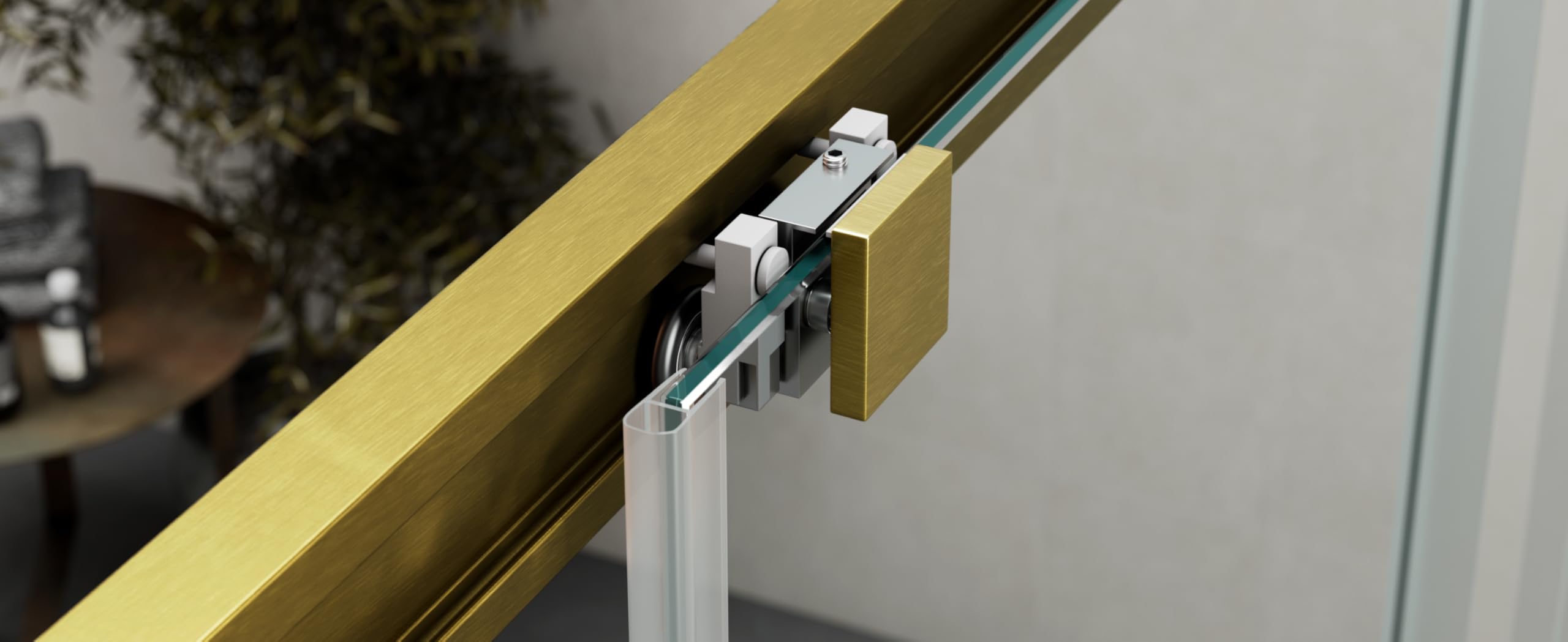 Mamparas para Ducha Frontal Fija y Corredera | Mampara de Cristal para Ducha 6 mm Antical Sin Perfil Inferior | Manpara para Baño Aluminio Premium – 160-165 cm - ORO