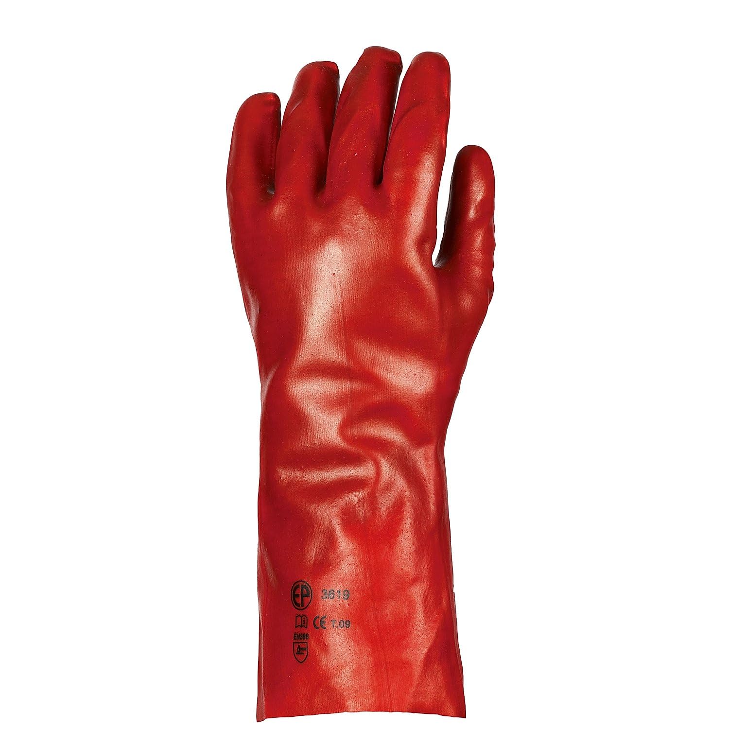 Coverguard - Gants protection chimique rouge 36cm en polyester enduit PVC EUROSTRONG 3620 (Pack de 10)