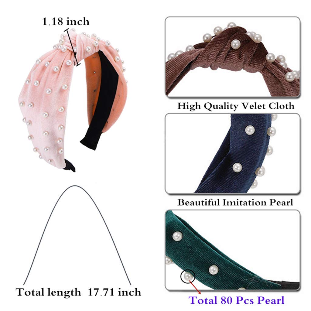 Fascia per capelli intrecciata per donne e ragazze con perle