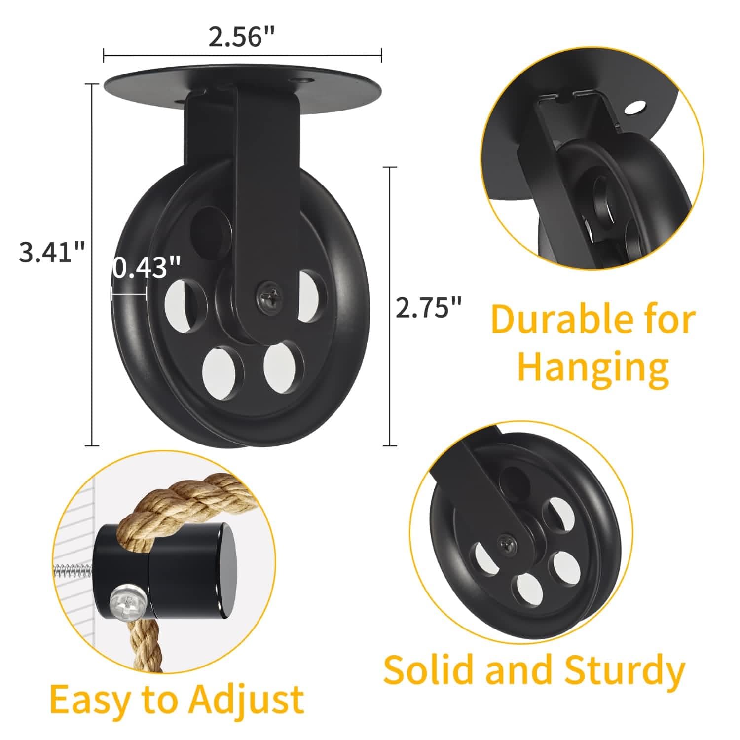 Snapklik.com : Adcyssnd Upgraded Pulley Wheels Set Of Two, 2.75 Light ...