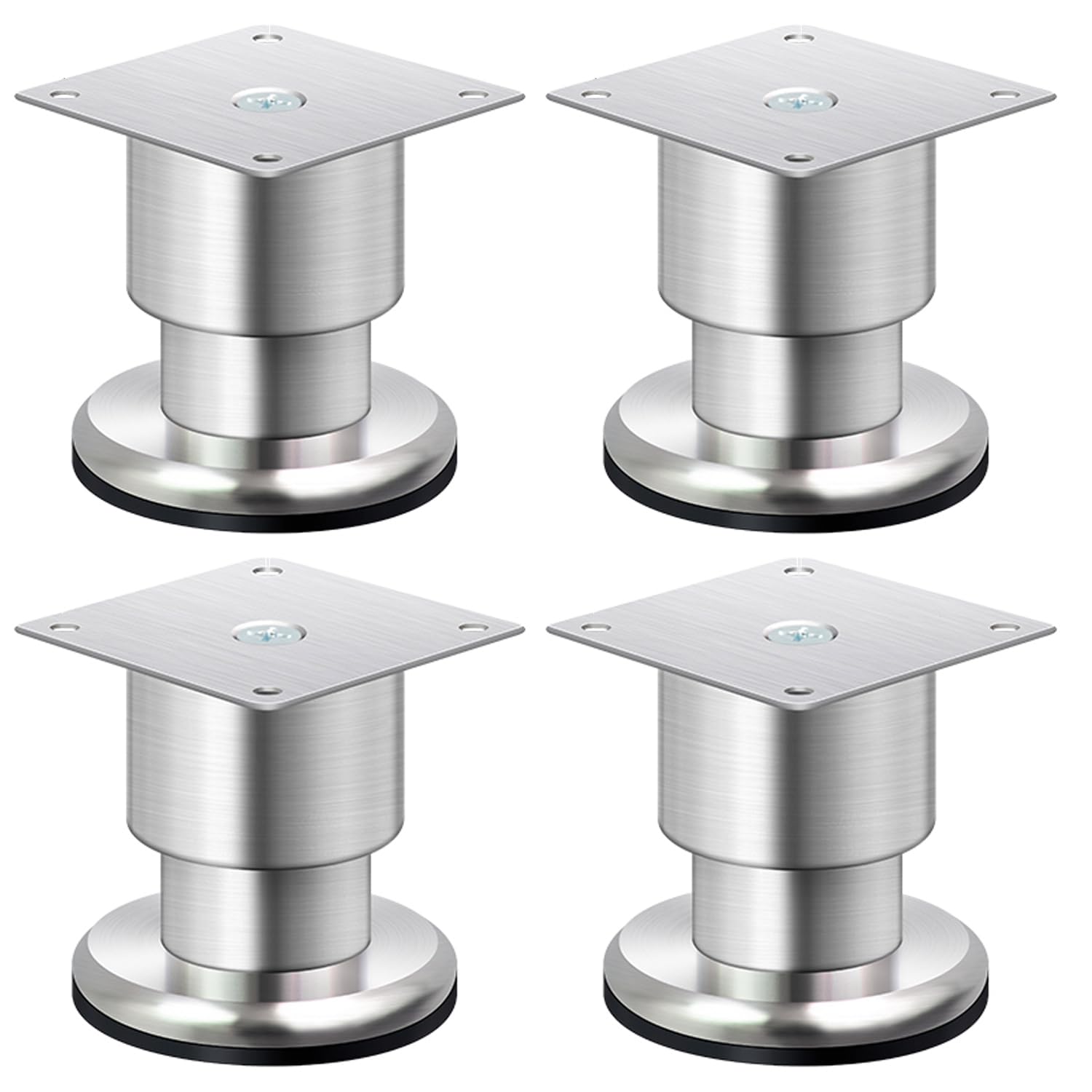 GHHVFEC Adjustable Stainless Steel Table Legs - 4 Metal Replacement Feet for Couch, Chair, Desk, Bench, Coffee Table & Cabinet, Includes Screws for Easy Installation