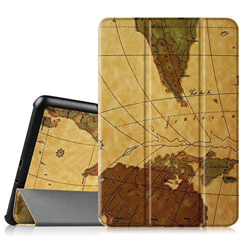 Fintie Samsung Galaxy Tab 4 7.0 Case - Slim Lightweight SlimShell Standing Cover for Samsung Tab 4 7.0(7-Inch) Tablet (Will NOT Fit Samsung Galaxy Tab 3 7.0), Map Brown