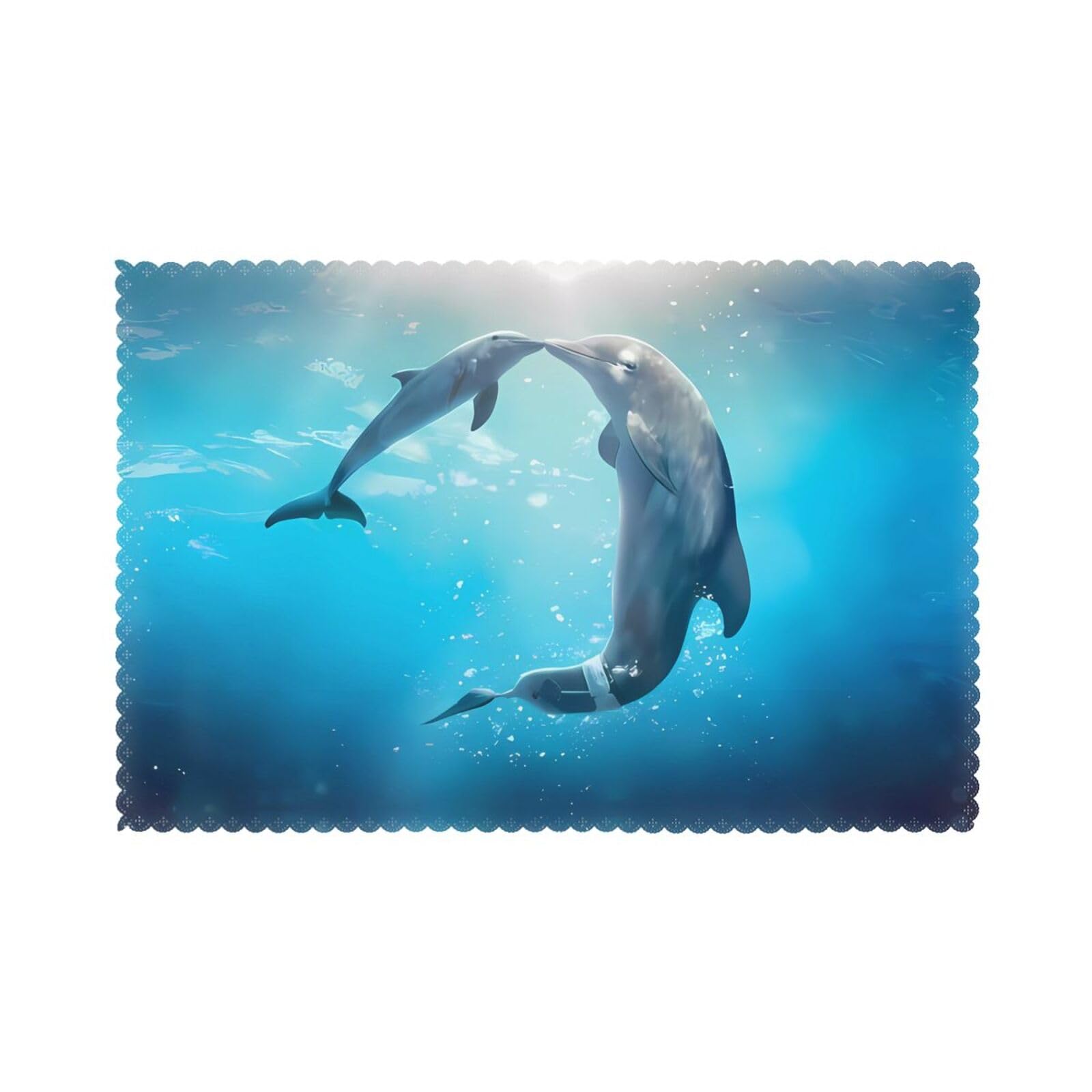 HJFCZH Kiss Dolphin Tale Pattern Prints Placemats Set of 6 12x18in – Durable Table Layers with Heat-Resistant & Stylish Prints