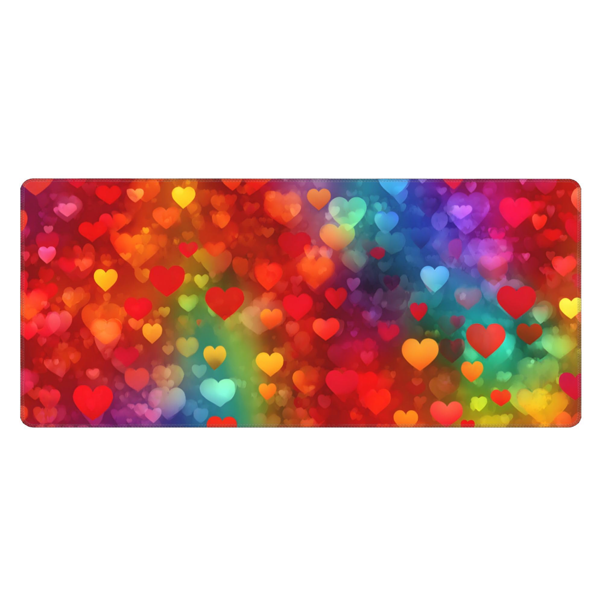 Neon Heart Shape Extended Gaming Mouse Pad, with Stitched Edges Large Mouse Pad Desk Protector, Rubber Base Mousepad Keyboard Mouses Mat for Work Game Office Home- 32" X 12" Inch