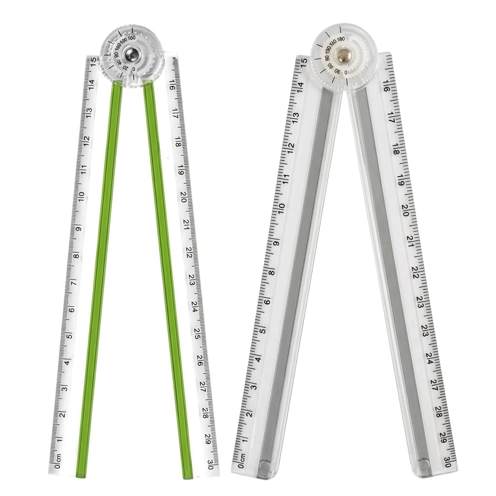 2-Pack 30cm Geometric Folding Rulers Flexible Foldable Rulers 15cm Transparent Straight Rulers Shatterproof Plastic Geometric Ruler for School Kids Office