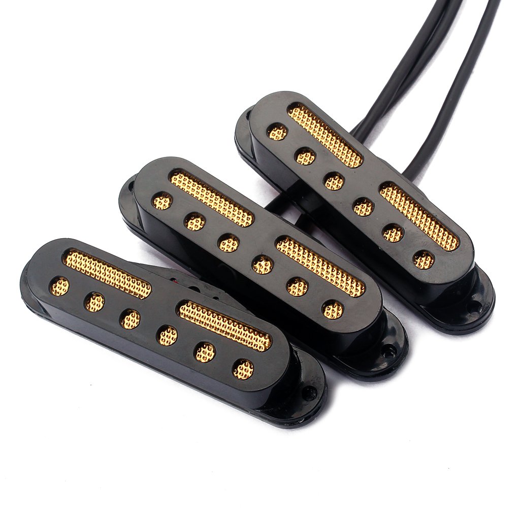 Alnicov SSS Set de micros standard à bobine unique pour guitare électrique Strat Squier Noir