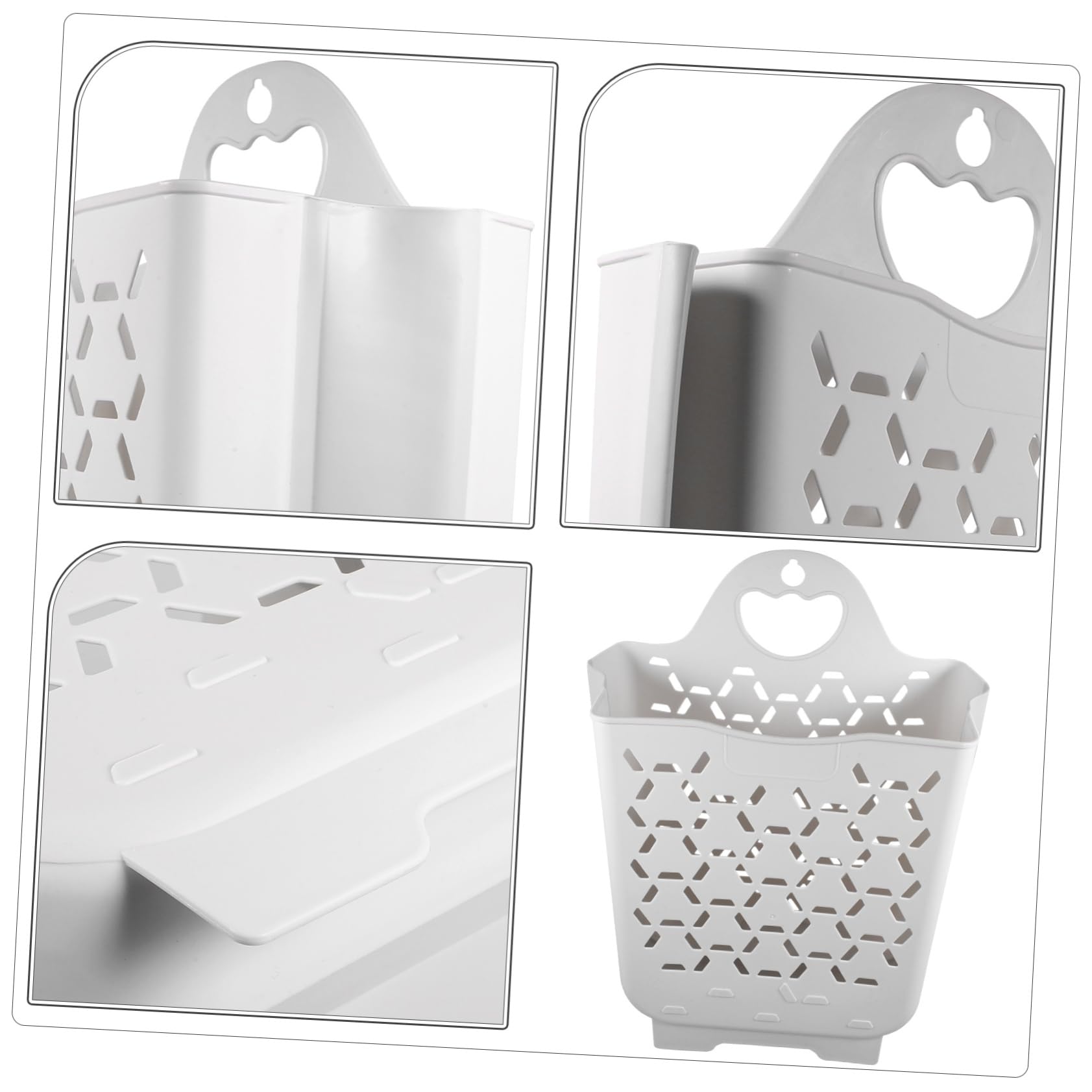 Didiseaon Cesto Porta Bucato Bianco da Muro in Pp Manico, Porta Biancheria Facile da Installare per Uso Bagno come Laundry Hamper Pieghevole