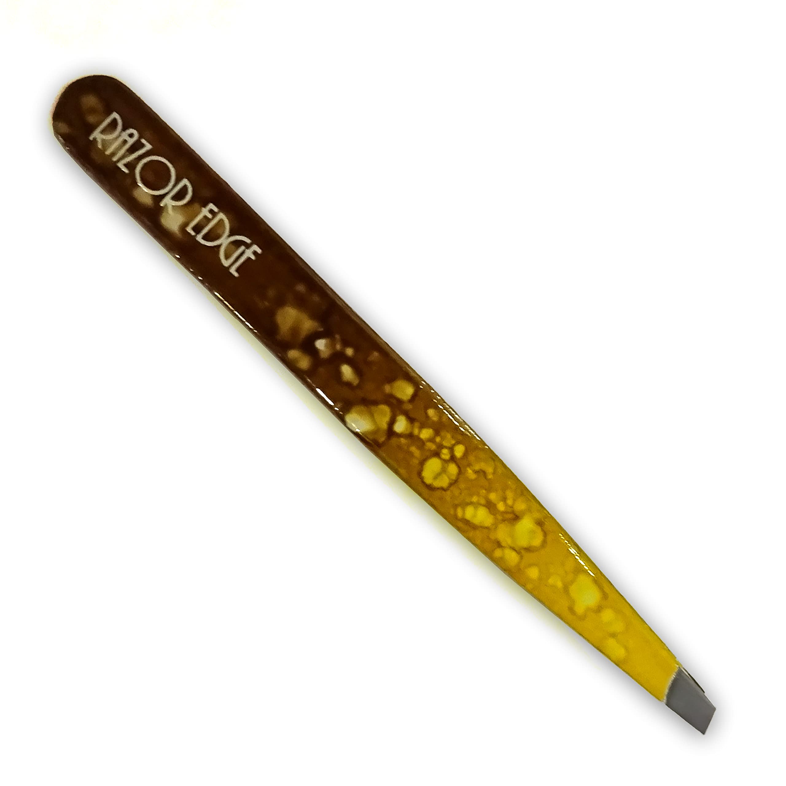 Razor Edge Men's Yellow/Brown Eyebrow Tweezers Ingrown Facial Hair Chin Nose Hair 9.5Cm Plucking Tweezers Light Weight ()