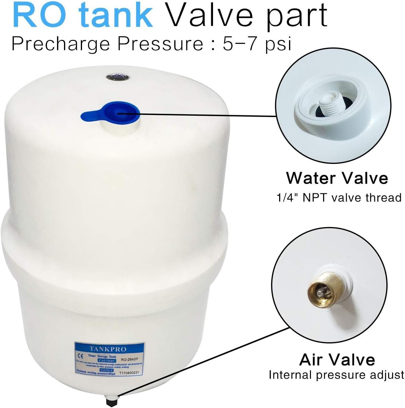 RO Tank Valve Part and Precharge Pressure