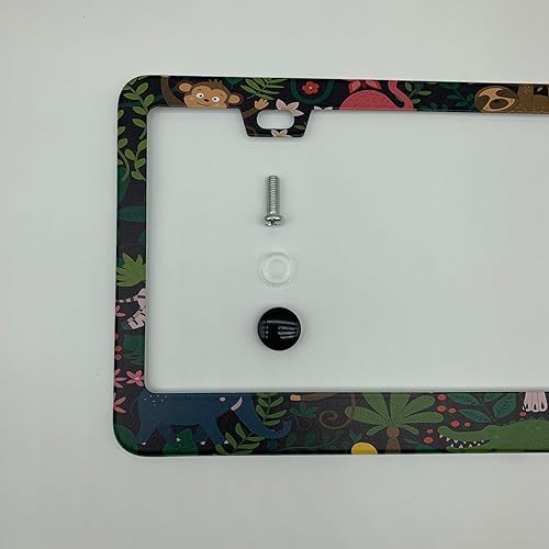 Miniatura 4 de Marco de placa de matrícula con flores tropicales de selva tropical, plantas, animales, cubierta de placa de automóvil con temática hawaiana