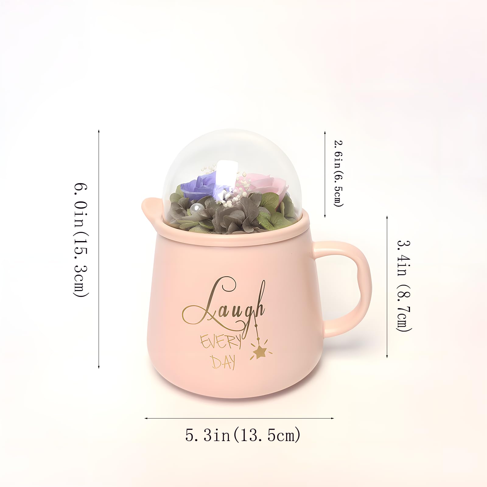 Tasse à café avec couvercle – 2 roses éternelles (rose et lilas), coffret cadeau pour elle/épouse, Saint-Valentin, fête des mères, anniversaire de mariage, Noël, coffret cadeau inclus