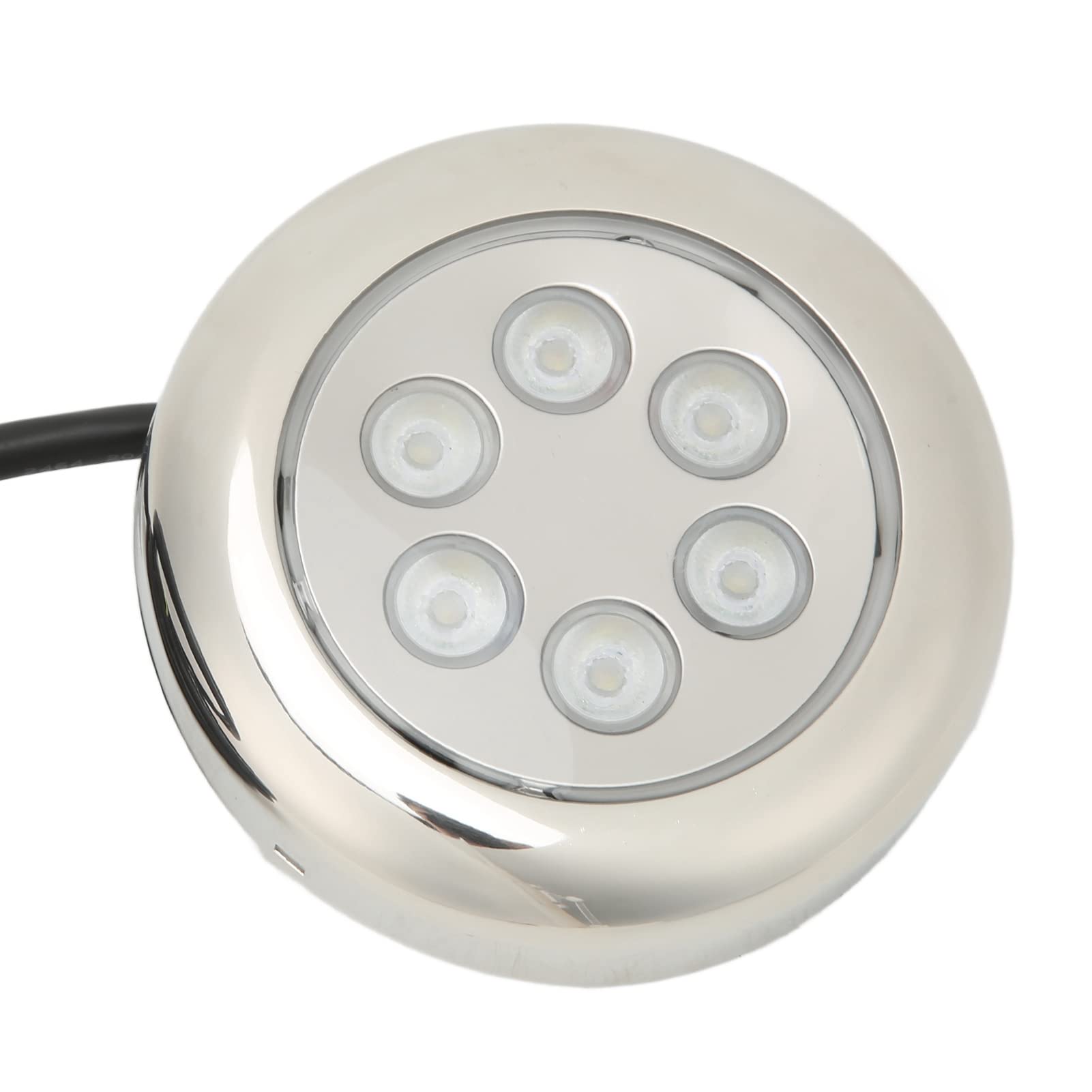 Luce subacquea a LED da 3,5 pollici con montaggio a superficie, impermeabile IP68, 12 V - 24 VDC per yacht e barche marine, anello in acciaio inox con elevata dissipazione del calo (Luce bianca)