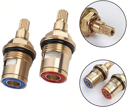 Tap Valve Cartridge Replacement Ceramic Disc Gland Quarter Turn 20 Teeth G1/2 Inch for Kitchen Bathroom Sink Basin Mixer Repair Copper