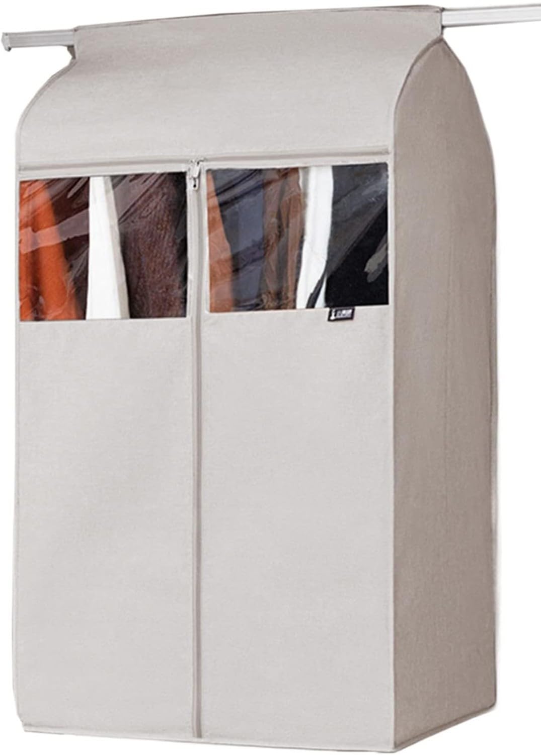 Fundas colgantes de almacenamiento de ropa, bolsas de ropa a prueba de polvo con ventana transparente, protectores para chaquetas y vestidos, perchas de plástico transparente para organización de
