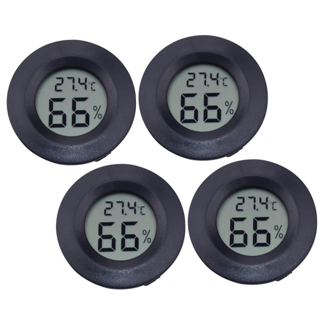 UPKOCH 3 Series Termómetro Terrario Higrómetro Digital Redondo Hogar Medidor De Humedad Medidor De Temperatura Del Acuario Monitor De Humedad Interior Black 4 Piezas*3
