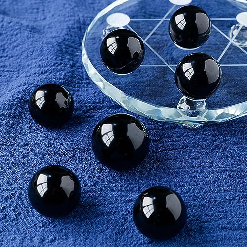 Boule d'obsidienne noire de 12cm et son de sept étoiles pour la maison - 2