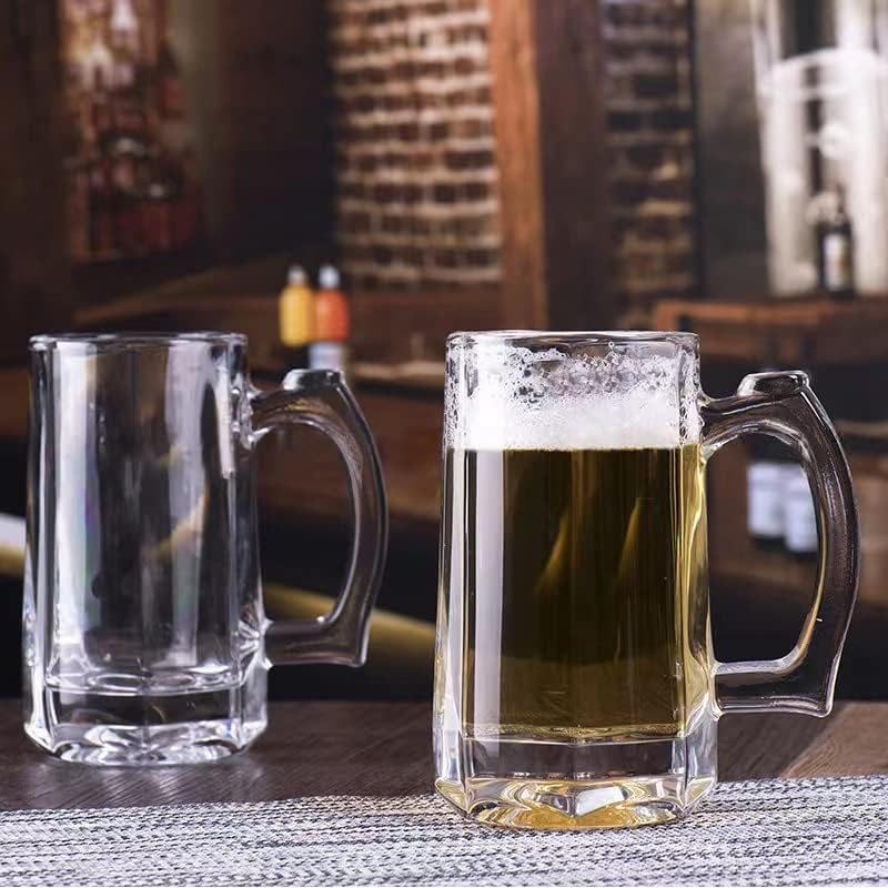 Heavy Beer Mugs Set, 12.5oz Glass Mugs With Handle, Beer Glasses For Freezer, 370ml Beer Drinking Glasses, Traditional Stein For Bar, Alcohol, Beverages,Coffee, Teas, Set of 4 - Image 8