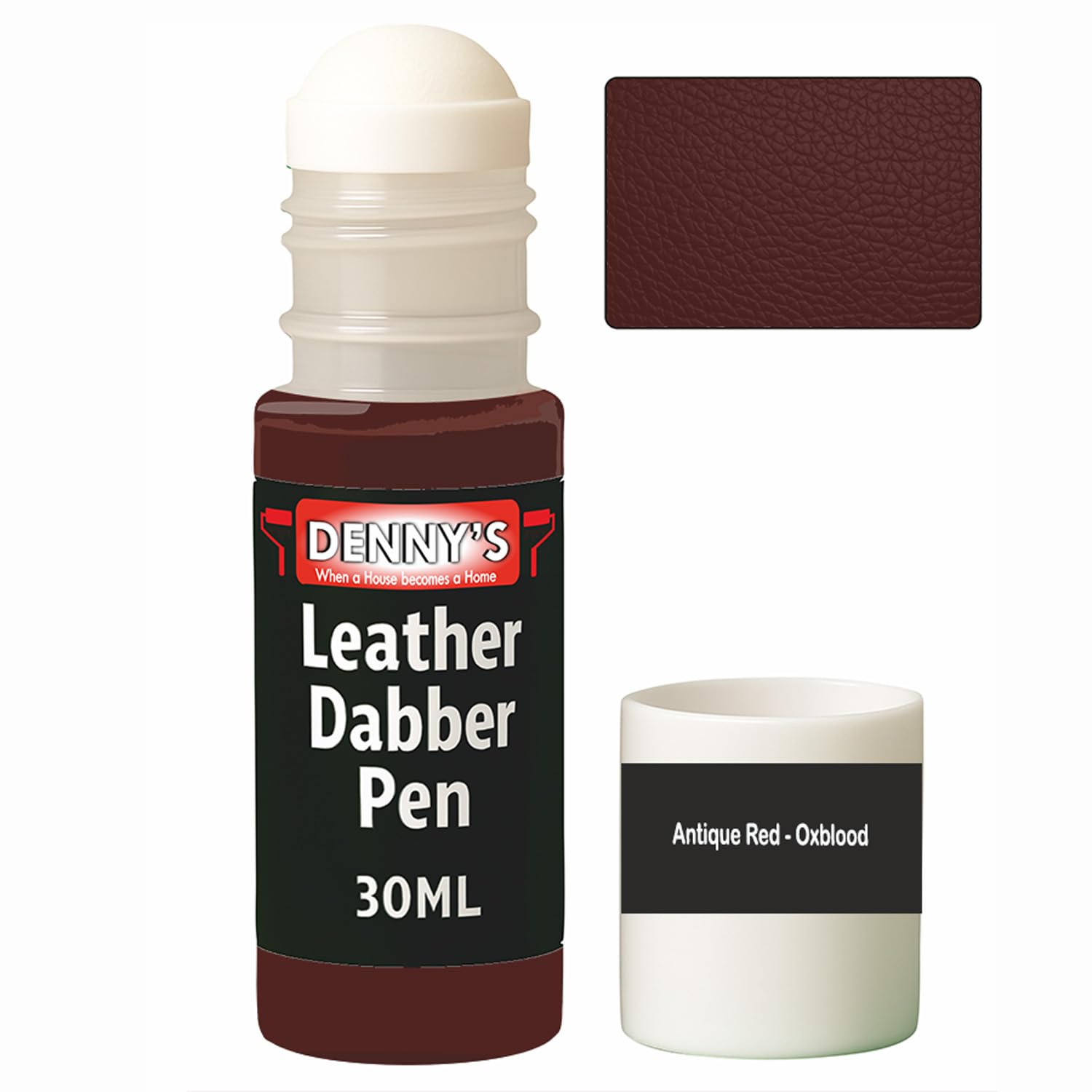 Leather Colour Restorer Recolouring Balm Repair Treatment for Faded & Worn Absorbent Leather Shoes, Boots, Jackets (59 Antique Red Oxblood, Dabber Pen 30ml)