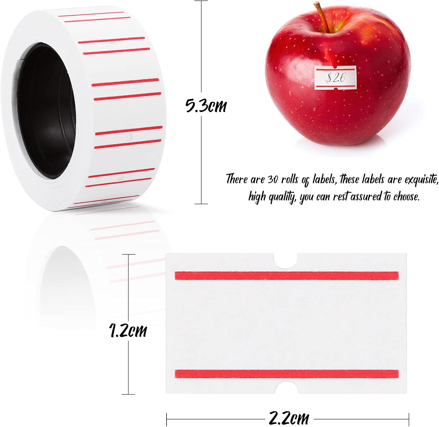 MotBach 15000 Pcs 30 Rolls Price Machine Labels Paper, White Pricemarker Label Stickers Fit Most of Price Tag Machines(Mx-5500, M5500, HG979) for Office, Retail Shop or Organization Marking : Office Products