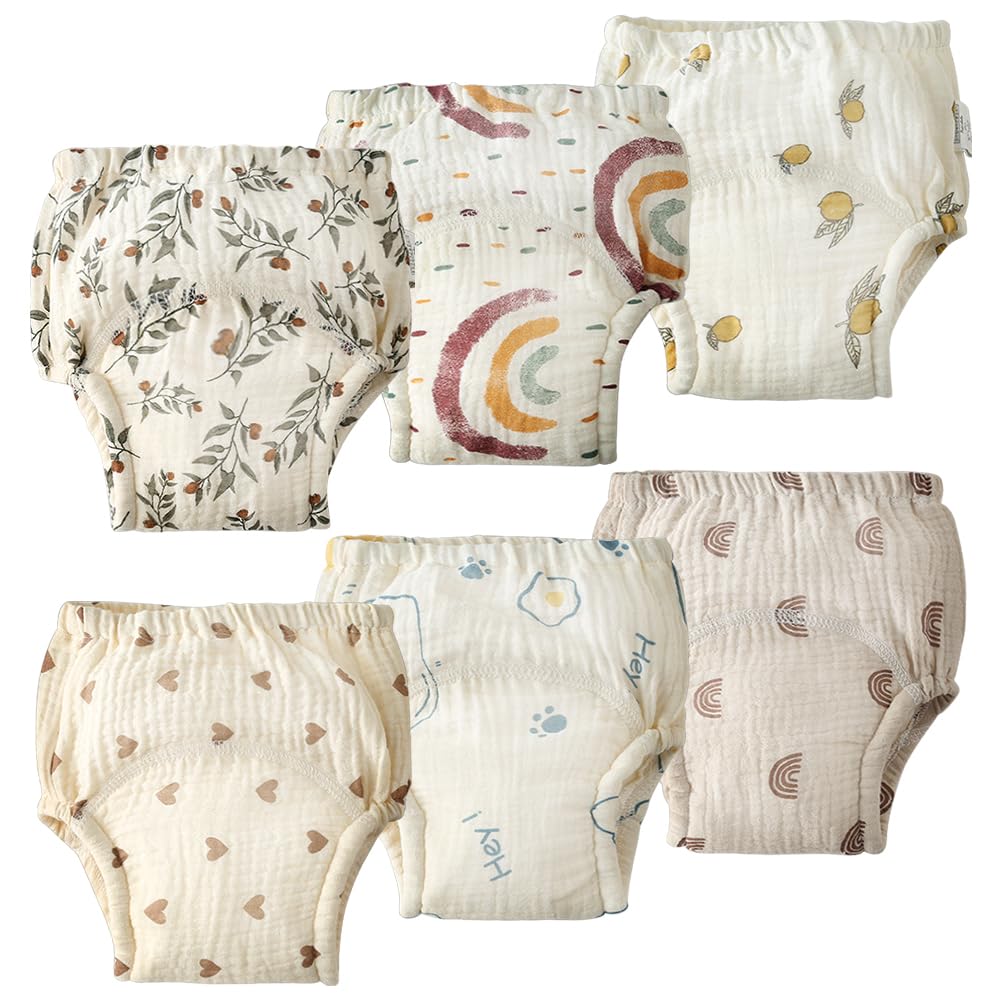 Aolso Töpfchen-Trainingshosen, 6 Stück Baby-Kleinkind-Trainingshosen, Kinder Töpfchen Trainingshose für Mädchen Jungen, 100% Baumwolle, Atmungsaktiv und Waschbar (110 Yards)