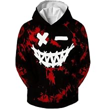 Xumplo Hoodies for Boys Long Sleeve 3D Game Machine Smiling Face Print Jumpers Kids Hooded Sweatshirt Top Clothes