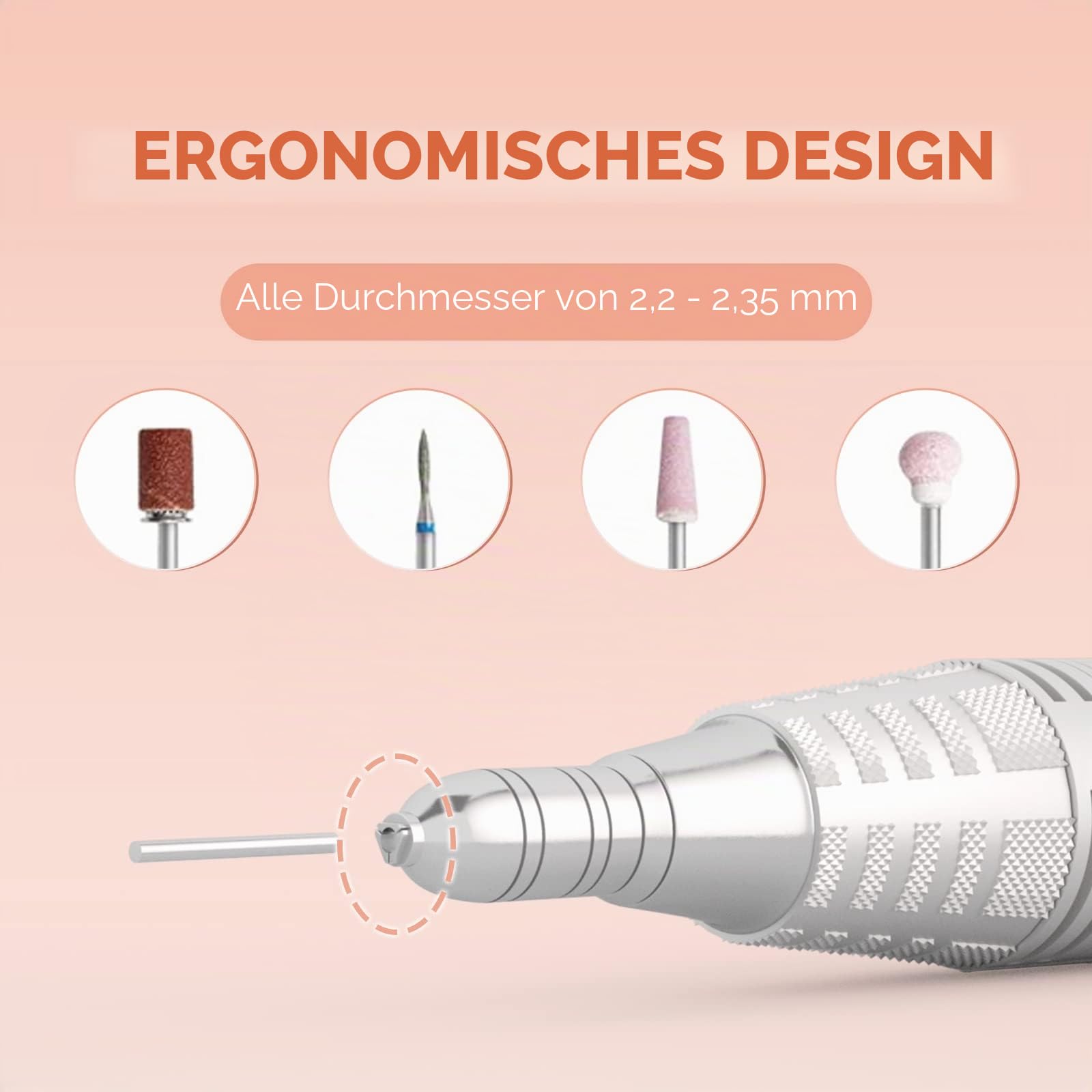 JCMaster TouchPro+ Nagelfräser 35000 U/min - Deutsche Marke - Gelnägel & Acrylnägel Profi Set Elektrisch Grund Packung, Inkl. 4 Bits, Fußpflegegerät, Kunstnägel, Stufenlose Regulierung Touchbedienung