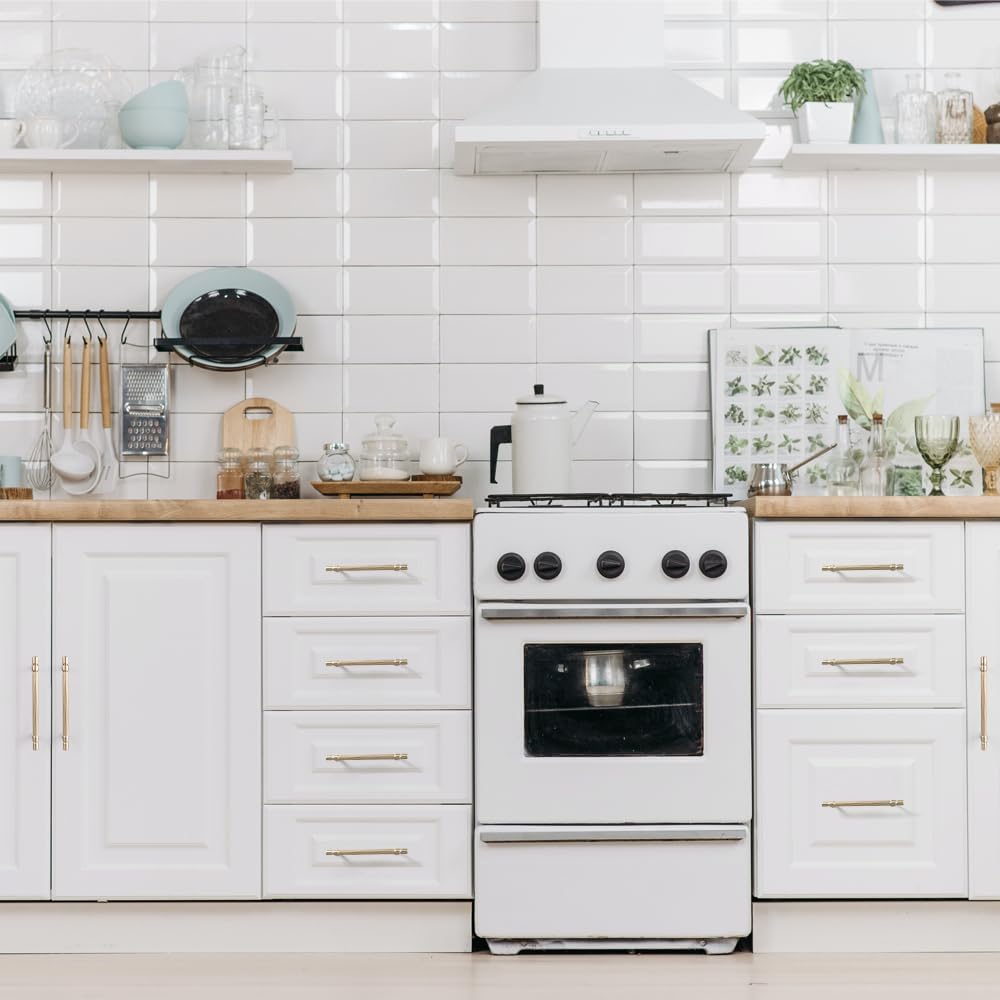 Goo-Ki Champagne Bronze Zinc Alloy Cabinet Handles 6 Pack - 5''(128mm) Hole Center Affordable Luxury Cabinet Pull Hardware for Bedroom, Kitchen, 9621