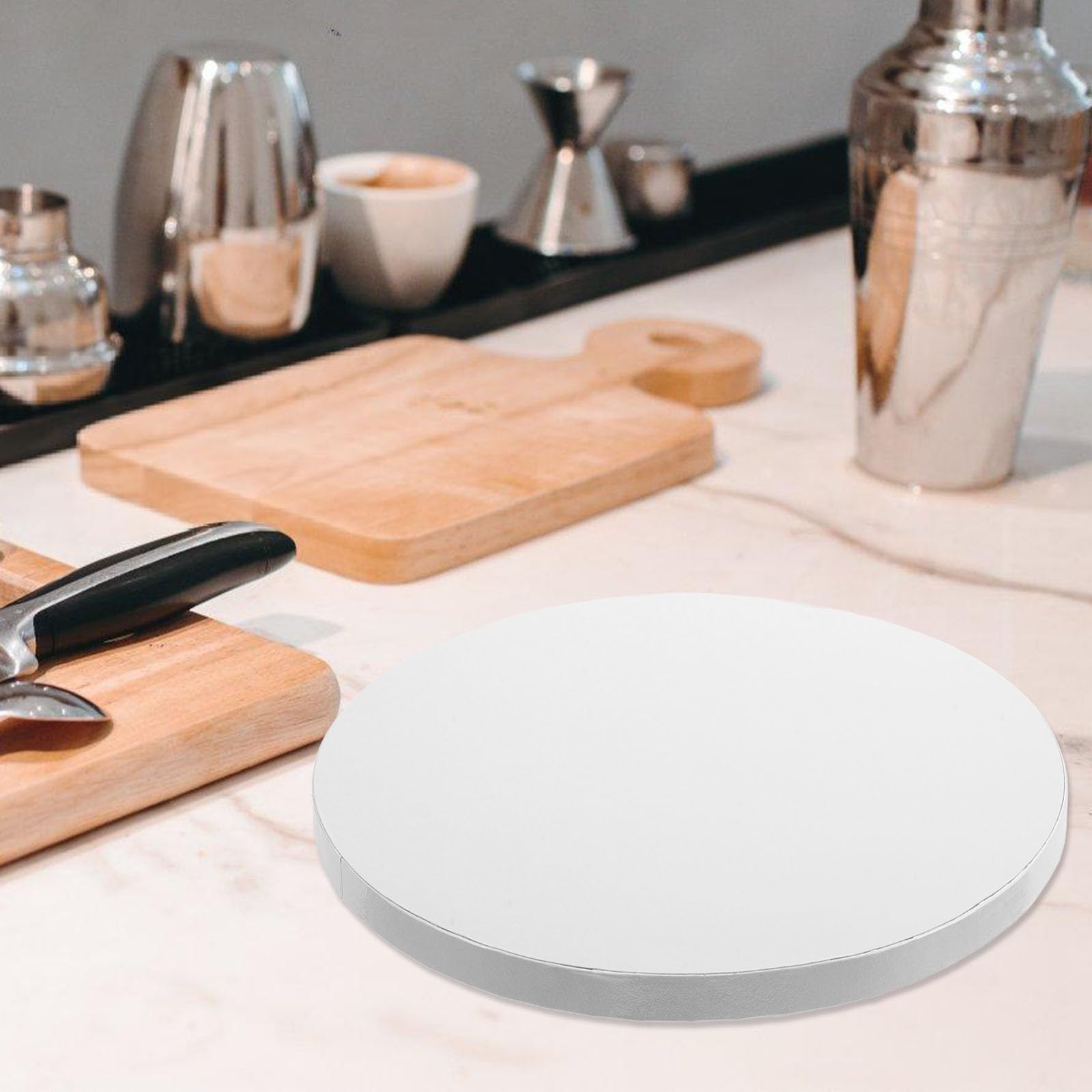 VALICLUD Plateaux à Gâteaux Ronds en Papier Ondulé Blanc 5 Pièces