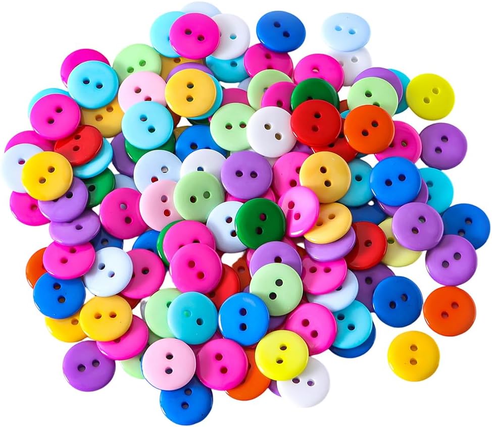 Colorful Resin Sewing Buttons, 9mm Round, 400 Pieces, Assorted Colors, 2-Hole Design for DIY Crafts (White-400pcs) image 3