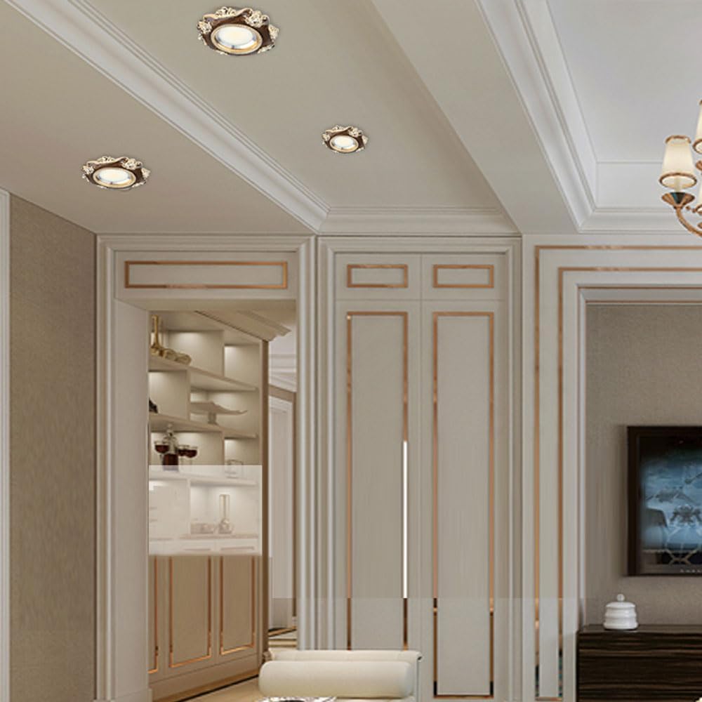 8 Packs Dimmable LED Recessed Downlight with 3CCT Adjustable Color - Dark Brown Wood Grain Baffle Trim Ceiling Light Fixture, for Villas and Classic Homes