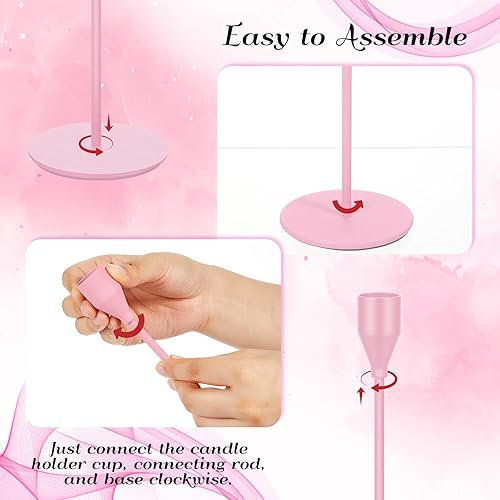 Miniatura 5 de Mumufy 3 portavelas cónico de metal para centros de mesa, decoración de bodas y cenas, candelabros de pilar cónico, decoración de portavelas, regalo